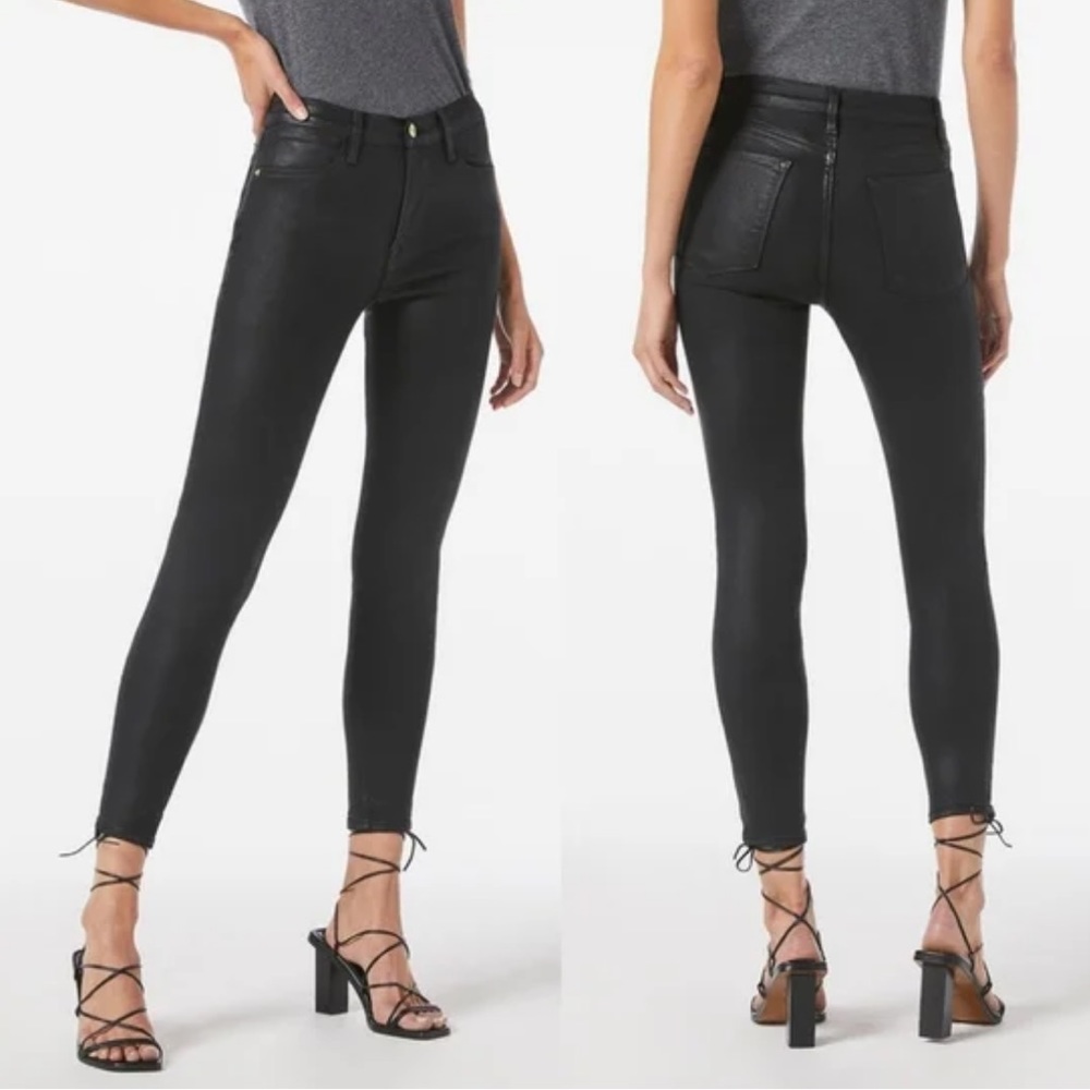 Frame Denim Black Coated Skinny Jeans
